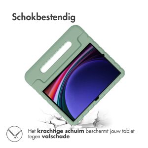 iMoshion Kidsproof Backcover met handvat Samsung Galaxy Tab S9 / Tab S9 FE - Olijfgroen