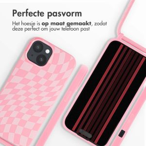 iMoshion Siliconen design hoesje met koord iPhone 15 - Retro Pink