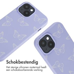iMoshion Siliconen design hoesje met koord iPhone 15 - Butterfly