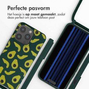 iMoshion Siliconen design hoesje met koord iPhone 15 Pro - Avocado Green