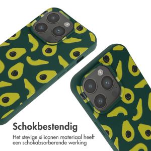iMoshion Siliconen design hoesje met koord iPhone 15 Pro - Avocado Green