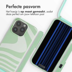 iMoshion Siliconen design hoesje met koord iPhone 15 Pro - Retro Green