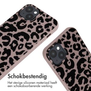 iMoshion Siliconen design hoesje met koord iPhone 15 Plus - Animal Pink