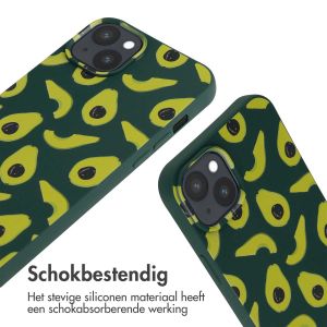 iMoshion Siliconen design hoesje met koord iPhone 15 Plus - Avocado Green