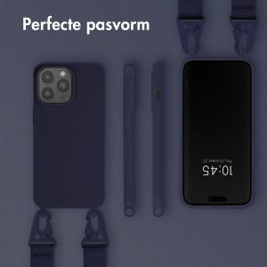 Selencia Siliconen hoesje met afneembaar koord iPhone 15 Pro Max - Donkerblauw