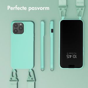 Selencia Siliconen hoesje met afneembaar koord iPhone 15 Pro Max - Turquoise