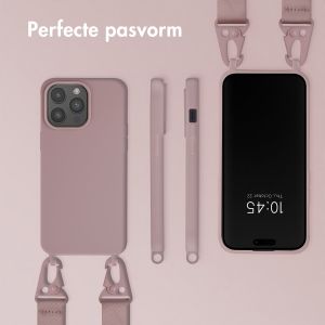 Selencia Siliconen hoesje met afneembaar koord iPhone 15 Pro Max - Sand Pink