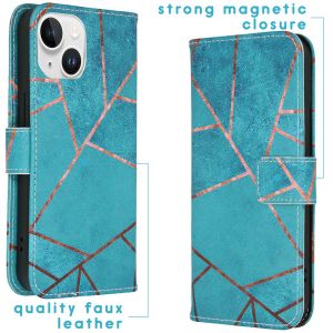 iMoshion Design Softcase Bookcase iPhone 15 - Blue Graphic