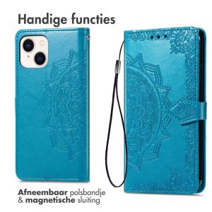 iMoshion Mandala Bookcase iPhone 15 - Turquoise