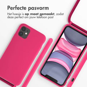 iMoshion Siliconen hoesje met koord iPhone 11 - Fluor Roze