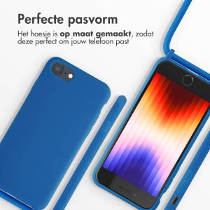iMoshion Siliconen hoesje met koord iPhone SE (2022 / 2020) / 8 / 7 - Blauw