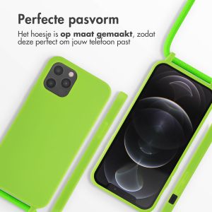iMoshion Siliconen hoesje met koord iPhone 12 (Pro) - Fluor Groen