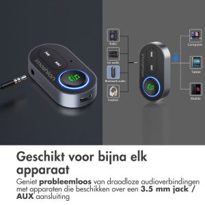 iMoshion Bluetooth Transmitter Auto - Bluetooth 5.1 ontvanger - 3.5 mm jack / AUX - Zwart