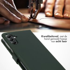 Selencia Echt Lederen Bookcase Samsung Galaxy A14 (5G/4G) - Groen