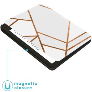iMoshion Design Slim Hard Case Sleepcover Amazon Kindle (2022) 11th gen - White Graphic