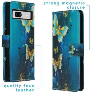 iMoshion Design Softcase Bookcase Google Pixel 7a - Blue Butterfly