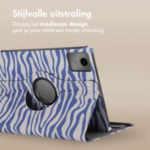 iMoshion 360° Draaibare Design Bookcase Lenovo Tab M11 - White Blue Stripes