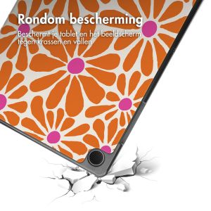 iMoshion Trifold Design Bookcase Samsung Galaxy Tab A9 Plus - Orange Flower Connect