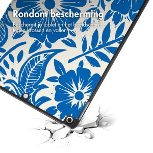 iMoshion Trifold Design Bookcase iPad 7 (2019) / iPad 8 (2020) / iPad 9 (2021) 10.2 inch - Flower Tile