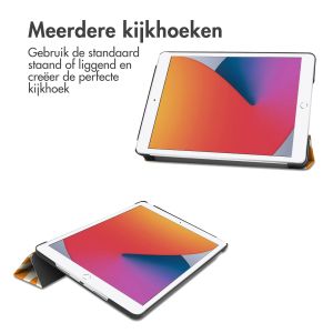 iMoshion Trifold Design Bookcase iPad 7 (2019) / iPad 8 (2020) / iPad 9 (2021) 10.2 inch - Orange Flower Connect