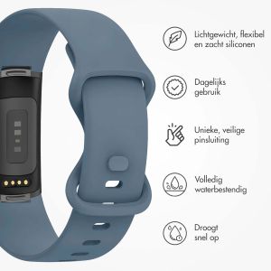 iMoshion Siliconen bandje Fitbit Charge 5 / Charge 6 - Maat L - Official Blue