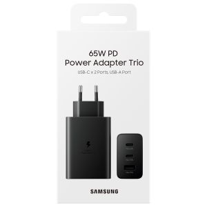 Samsung Originele Power Adapter Trio - Oplader - 2x USB-C en 1x USB aansluiting - Fast Charge - 65W - Zwart