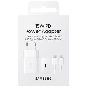 Samsung Originele Power Adapter met USB-C kabel - Oplader - USB-C aansluiting - Fast Charge - 15 Watt - 1 meter - Wit