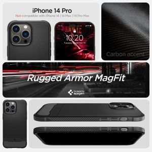 Spigen Rugged Armor Backcover MagSafe iPhone 14 Pro Max- Zwart