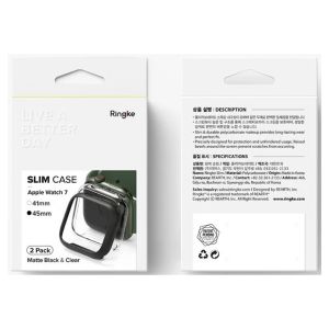 Ringke 2x Slim Case Apple Watch Series 7 / 8 / 9 - 45 mm - Clear & Matte Black