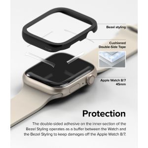 Ringke Bezel Styling Apple Watch Series 7 / 8 / 9 - 45 mm - Hairline Plain Silver