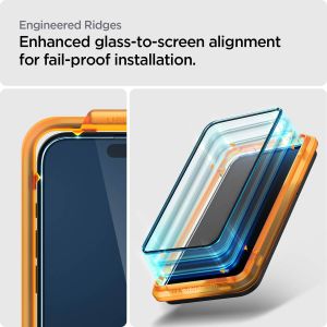 Spigen AlignMaster Full Screenprotector 2 Pack iPhone 15 - Zwart