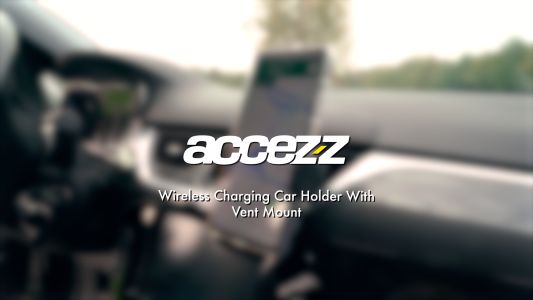 Accezz Telefoonhouder auto - Draadloze oplader - Ventilatierooster - Zwart