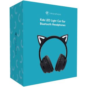 iMoshion Kids LED Light Cat Ear Bluetooth Headphones - Kinder koptelefoon - Draadloze koptelefoon + AUX kabel - Zwart