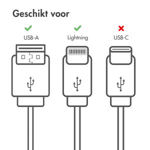 iMoshion Lightning naar USB kabel - Non-MFi - Gevlochten textiel - 0,25 meter - Wit