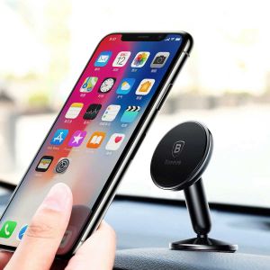 Baseus Magnetic Car Mount iPhone SE (2022) - Telefoonhouder auto - Dashboard of voorruit - Magnetisch - Zwart