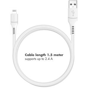 iMoshion Lightning naar USB kabel iPhone 11 - MFi certificering - Gevlochten textiel - 1,5 meter - Wit