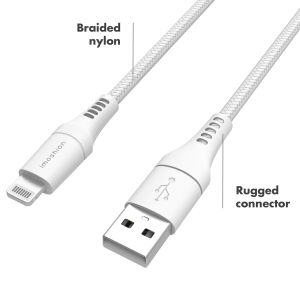 iMoshion Lightning naar USB kabel iPhone 8 Plus - MFi certificering - Gevlochten textiel - 1,5 meter - Wit