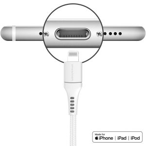 iMoshion Lightning naar USB kabel iPhone 11 - MFi certificering - Gevlochten textiel - 3 meter - Wit