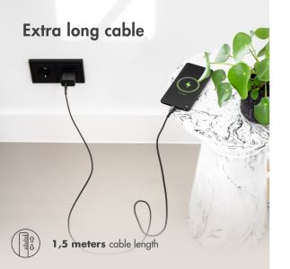 iMoshion USB-C naar USB kabel iPhone 15 - Gevlochten textiel - 1,5 meter - Zwart