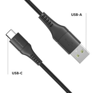 iMoshion USB-C naar USB kabel Google Pixel 6a - Gevlochten textiel - 3 meter - Zwart