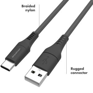 iMoshion USB-C naar USB kabel Google Pixel 6a - Gevlochten textiel - 3 meter - Zwart