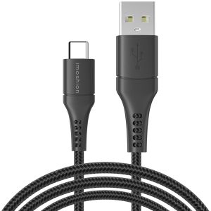 iMoshion USB-C naar USB kabel iPhone 15 Pro - Gevlochten textiel - 3 meter - Zwart