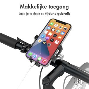 Accezz Telefoonhouder fiets iPhone 13 Mini - Verstelbaar - Universeel - Aluminium - Zwart