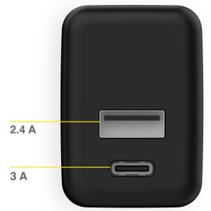 Accezz Wall Charger Samsung Galaxy A20e - Oplader - USB-C en USB aansluiting - Power Delivery - 20 Watt - Zwart