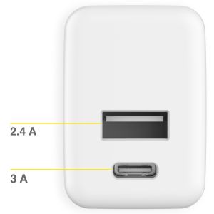 Accezz Wall Charger Samsung Galaxy S22 Plus - Oplader - USB-C en USB aansluiting - Power Delivery - 20 Watt - Wit