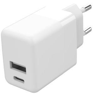 Accezz Wall Charger Samsung Galaxy S23 Ultra - Oplader - USB-C en USB aansluiting - Power Delivery - 20 Watt - Wit