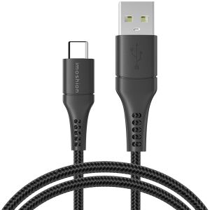 iMoshion Wall Charger met USB-C naar USB kabel Samsung Galaxy A12 - Oplader - Gevlochten textiel - 20 Watt - 1,5 meter - Zwart