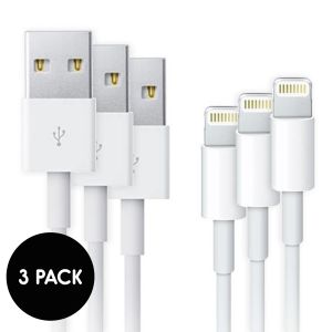 3x Lightning naar USB-kabel iPhone 14 Pro Max - 1 meter - Wit