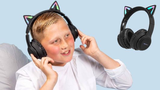 iMoshion Kids LED Light Cat Ear Bluetooth Headphones - Kinder koptelefoon - Draadloze koptelefoon + AUX kabel - Groen