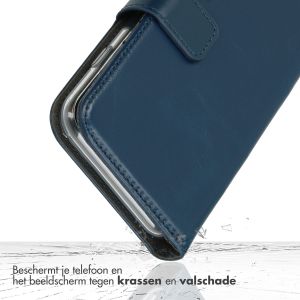 Selencia Echt Lederen Bookcase iPhone 14 - Blauw